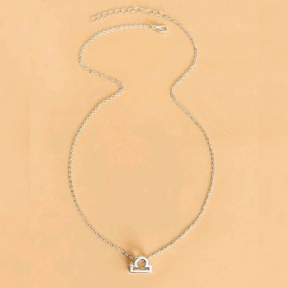 Libra Zodiac Sign Charm Necklace Silver Tone NWT - Picture 2 of 3